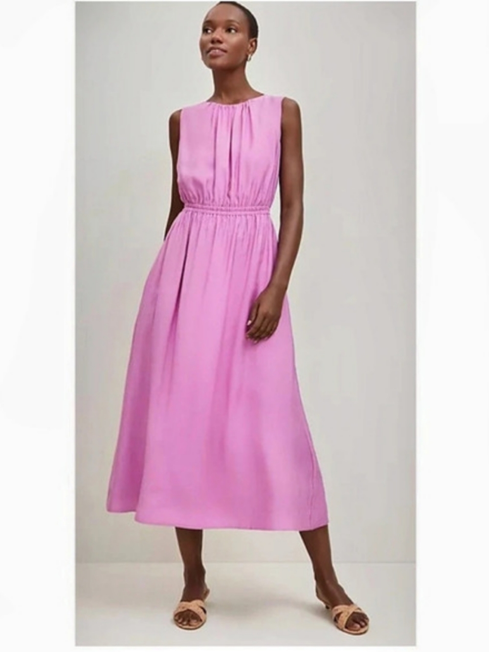 Ann Taylor Pink Midi Dress Size 2P Like New